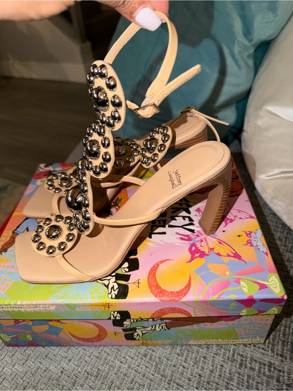 Jeffrey Campbell Renfri Embellished  Sandals with Ankle Strap- worn once